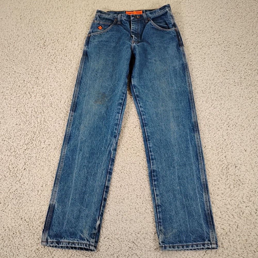 Wrangler FR Jeans Mens 31x34 Blue Denim Flame Resistant Fire Workwear Chore A2